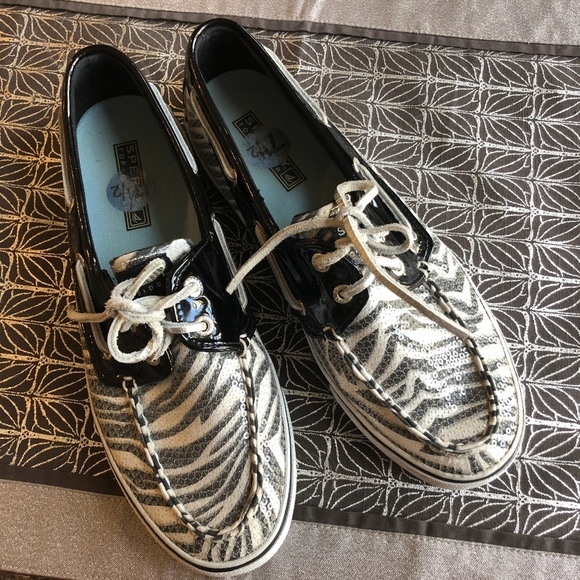 Sperry Zebra Print Boat Loafers 7.5 - Picture 1 of 7